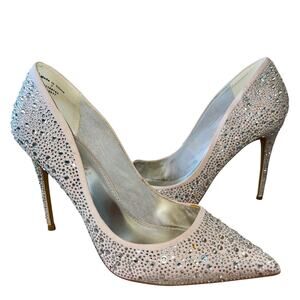 Crystal Pumps Blush Pink Rhinstone Heels Point Toe